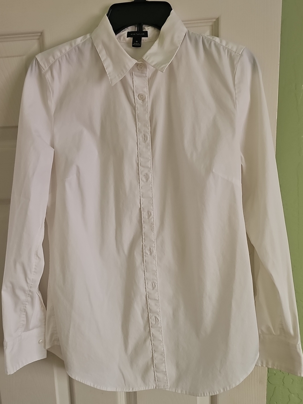 Ann Taylor White Men's Button-Front Dress Shirt